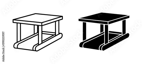 Treadmill Desk Icon Set for Home Office Fitness