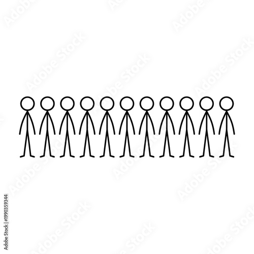 Stick figures walking in line together