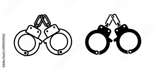Metal Handcuffs Icon Set for Law Enforcement and Crime Design