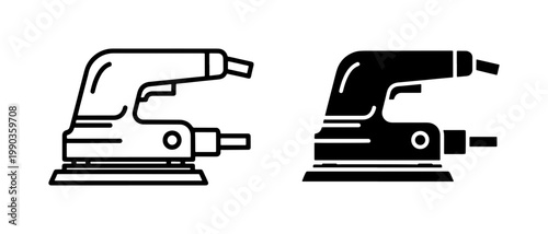 Electric Orbital Sander Icon Set for Woodworking Projects