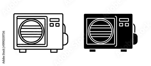 Air Conditioner Outdoor Unit Line and Glyph Icon Set