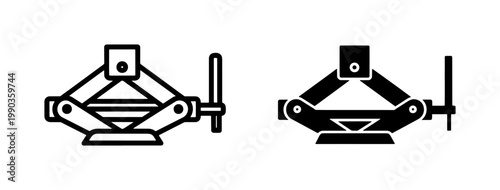 Car Scissor Jack Icon Set for Automotive Repair