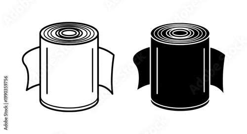 Industrial Metal Coil Steel Roll Vector Icon Set