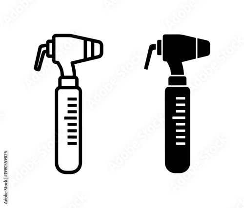 Otoscope medical icon set for ear examination