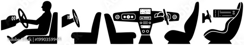 Taxi evolution silhouettes urban transport isolated