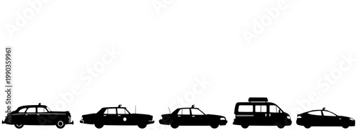GT sports car evolution silhouettes isolated