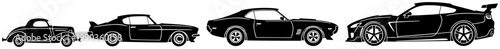 Coupe car evolution silhouettes isolated