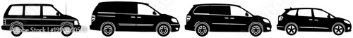 Minivan evolution silhouettes isolated clean design