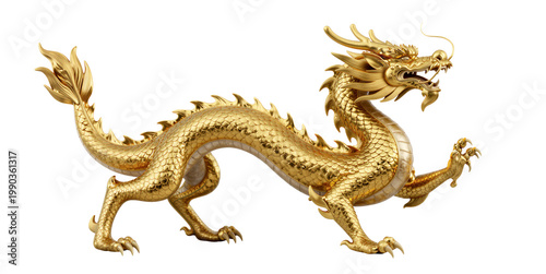Traditional Chinese Golden Dragon PNG Clipart Element Isolated on White or Transparent Background