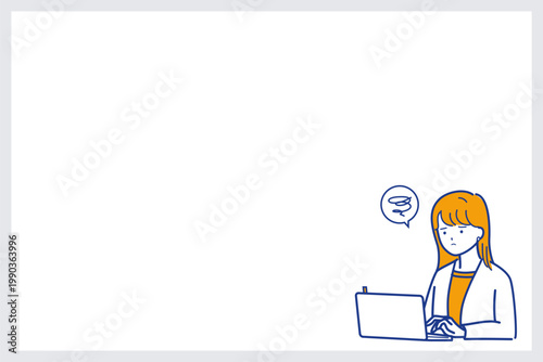 コピースペースのある会議前にパソコンで準備する女性（こじらせ)（色違い）