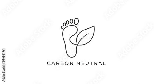 Cuadro en lienzo Minimalist carbon neutral logo design with footprint and leaf symbol
