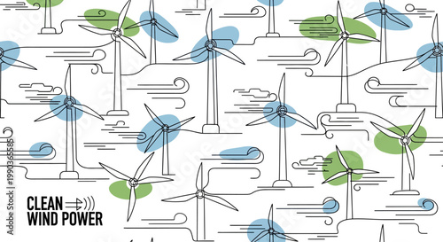 Clean Wind Power Sustainable Energy Pattern Design.