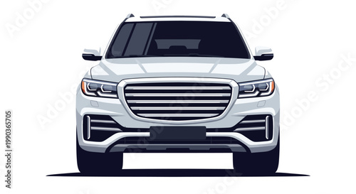 White SUV Car Front.