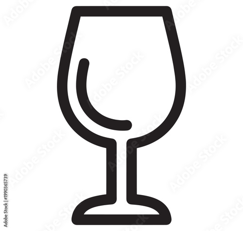 wine glass icon simple line drawing empty stemmed drinking glass