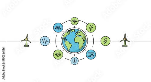 Sustainable energy and global environmental concept illustration.
