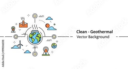 Clean geothermal energy infographic vector concept with icons.