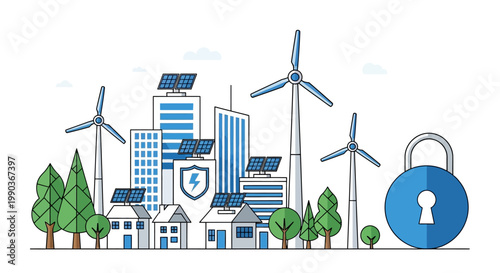 Sustainable Smart City Energy Security and Green Infrastructure Concept.