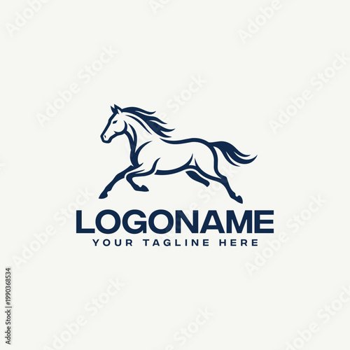 Horse Logo Design Template Running Animal.