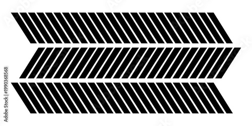 Slash lines pattern. Border with tilted parallel stripes. Embroidery ornament with slanted stitches on white background. Geometric print for caution tape or barrier.