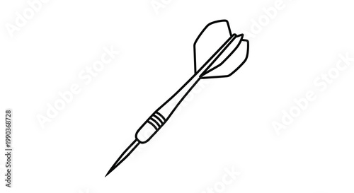 A simple line drawing depicts a single dart featuring a pointed metal tip and feathered flight high quality