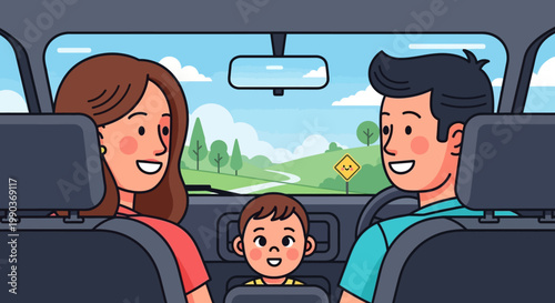 Family Riding in Car.