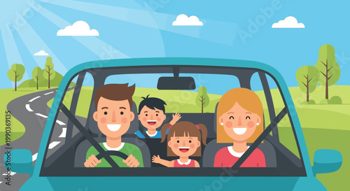 Family Riding in Car.