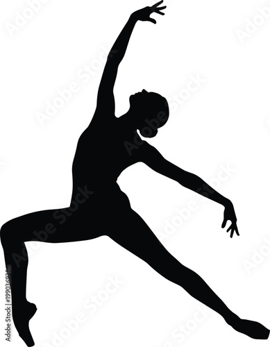 Bild auf Leinwand Female dancer silhouette performing expressive contemporary ballet pose, artisti