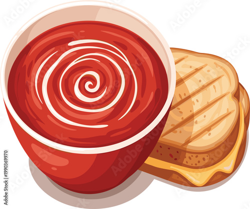 Classic Tomato Soup with Grilled Cheese Sandwich, Comforting Soup and Sandwich Combo, Delicious Tomato Soup Meal with Toasted Cheese, Tasty and Hearty Tomato Soup with Crunchy Grilled Cheese, 