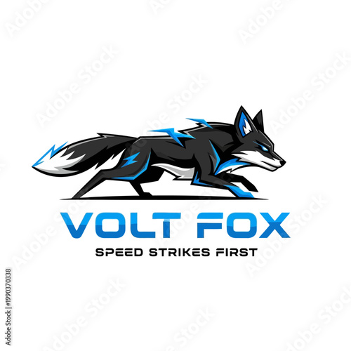 Black Fox with Blue Accents Running.
