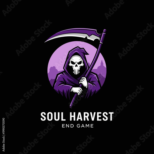 Grim Reaper Holding Scythe Portrait.
