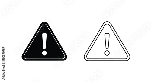 A minimalistic depiction showcases two triangular warning signs both featuring a central exclamation point high quality professional detailed