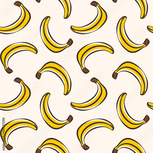 Seamless vector banana pattern. Fruit illustration in a bold graphic style for summer textiles and decor