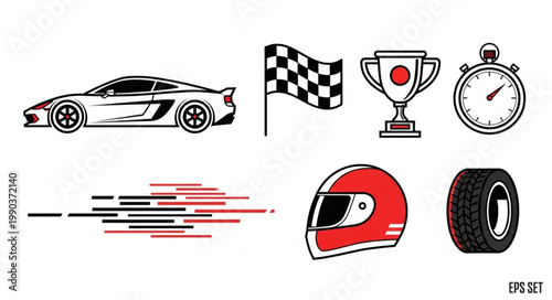 Racing Elements Collection Speed Sport Competition Symbols.