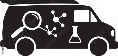 Black van, science vehicle, laboratory transport, molecular research