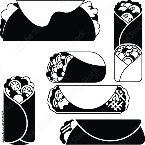 Black and white sushi rolls food japanese cuisine