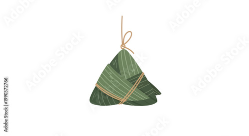 Traditional Zongzi Rice Dumpling Wrapped in Bamboo Leaves.