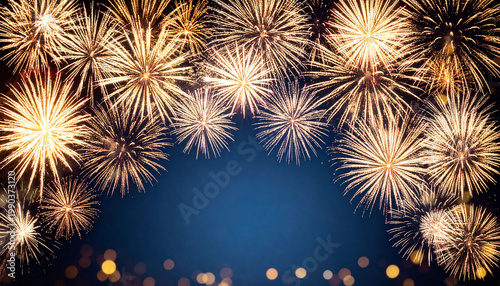 a vibrant nighttime scene of fireworks exploding against the dark sky. there are numerous bright sparkles and white trails emanating from the fireworks, creating a lively and festive atmosphere