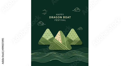 Three Zongzi Sticky Rice Dumplings for Dragon Boat Festival.