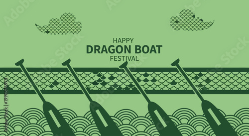 Minimalist Dragon Boat Festival Illustration with Paddles.