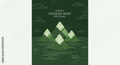 Illustration of Zongzi Rice Dumplings for Dragon Boat Festival.