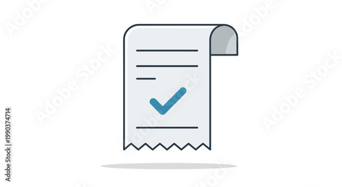 Illustrated receipt with check mark symbol indicating successful transaction