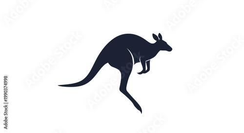 Jumping kangaroo silhouette on white background animal wildlife design