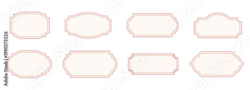 Vintage label set, elegant art deco frame, banner. Classic tags for handmade branding and rustic packaging. Sale sticker, certificate retro emblem 