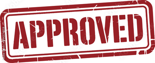 Approved stamp red grunge rubber seal official approval label