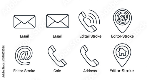 Collection of communication icons for digital and print media.