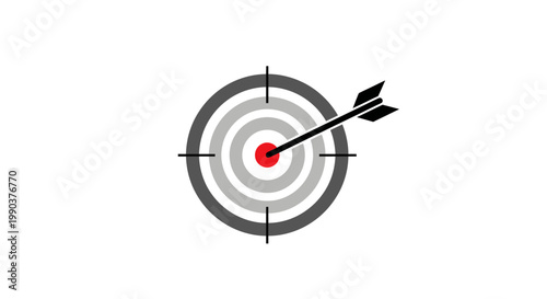 Bullseye Target with Arrow Vector Illustration Isolated on White Background