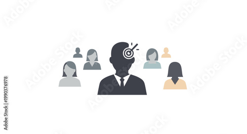 Businessman with target on head surrounded by people vector isolated on white background