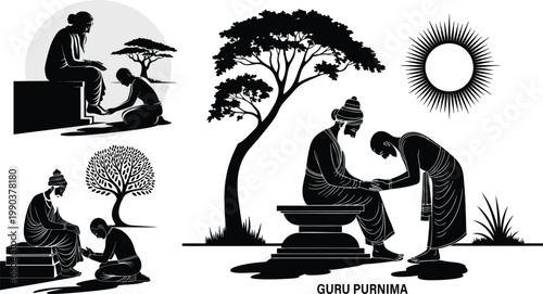 Guru Purnima Design with Spiritual and Cultural Elements vector