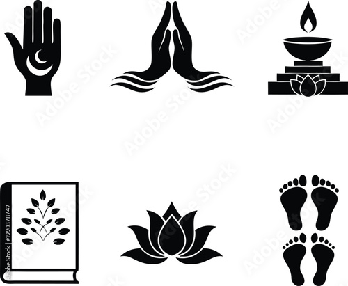 guru purnima symbols set vector