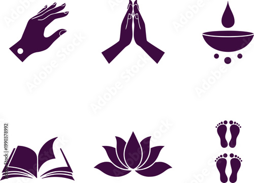 guru purnima symbols set vector